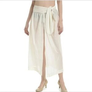 NWT SPANX Ivory Cream Semi-Sheer Cotton Midi Skirt Swim Coverup L/XL